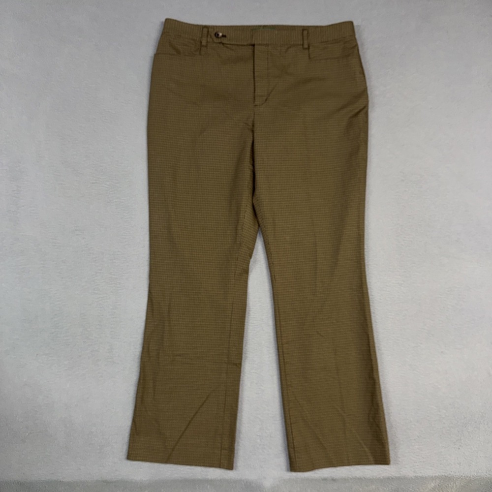 Lauren Ralph Lauren Pants Womens 16 Brown Houndstooth Adelle Bootcut Cotton